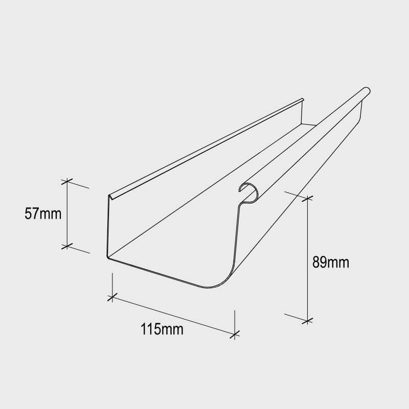 Quad 115mm Gutter - Zincalume