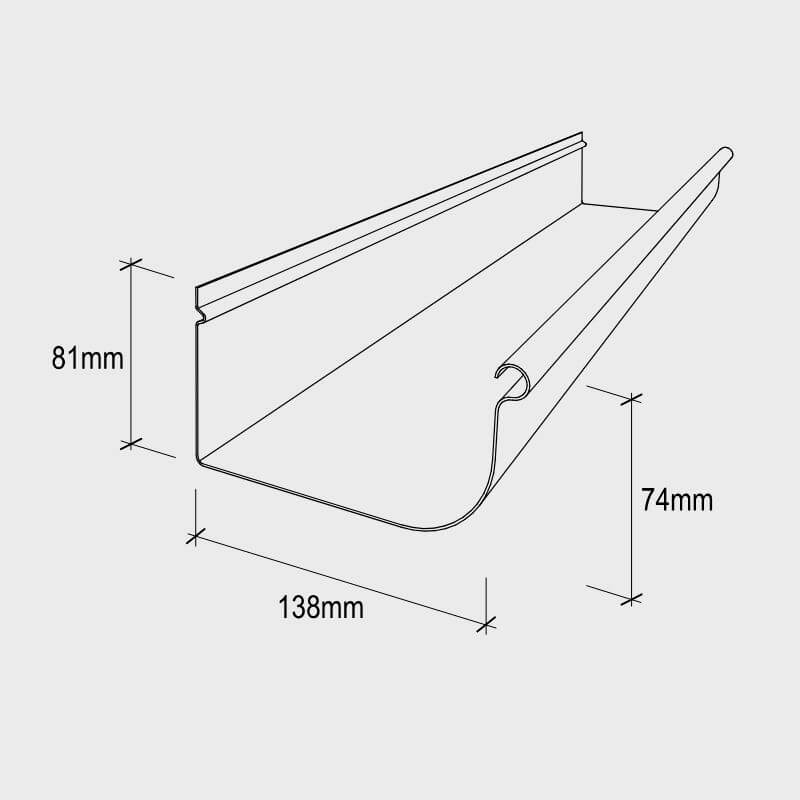 Quad Lo-Front 150mm Gutter - Zincalume