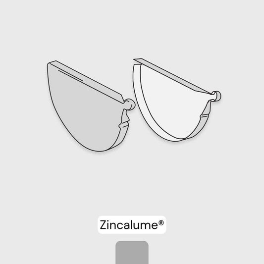 Stop Ends (Pair)- Half Round 150mm Gutter - Zincalume