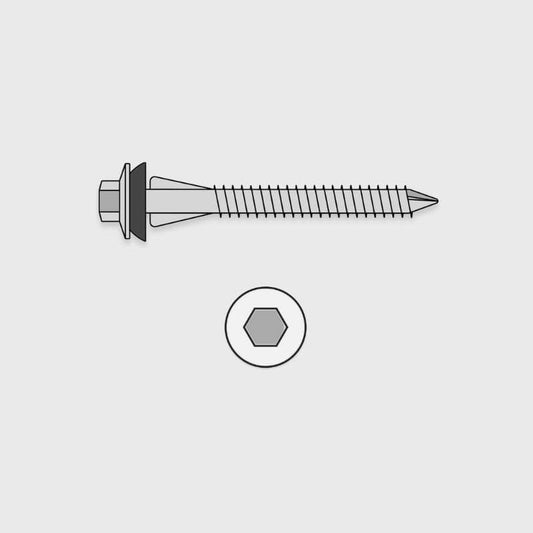 65mm Polycarbonate Roofing Screws (Timber or Steel Battens)